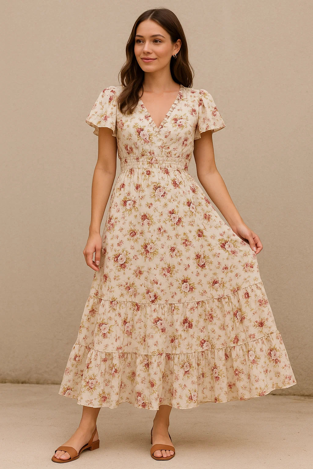 Watercolour Paint English Flower Digital Printed Fabric - Cotton