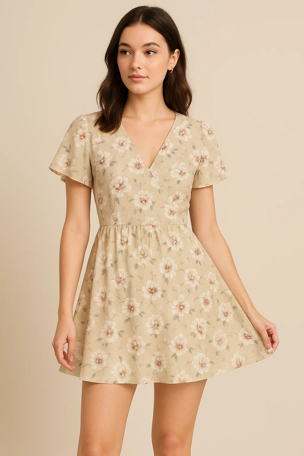 Greek Camelia Roses Digital Printed Fabric - Cotton