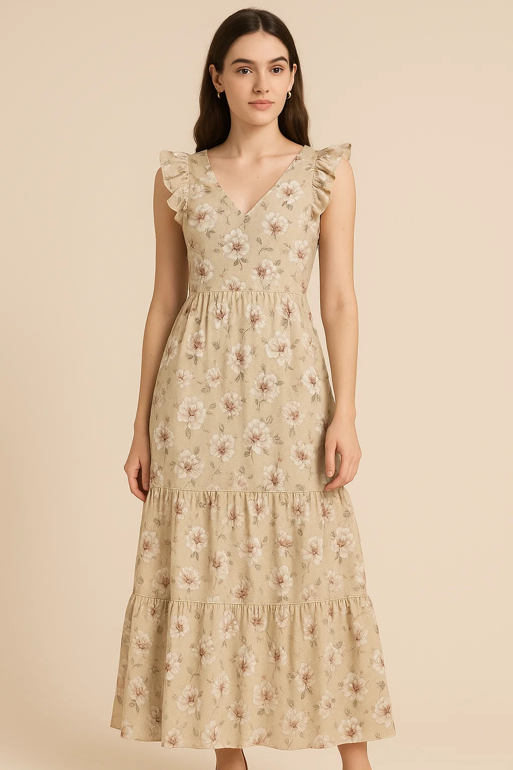 Greek Camelia Roses Digital Printed Fabric - Cotton