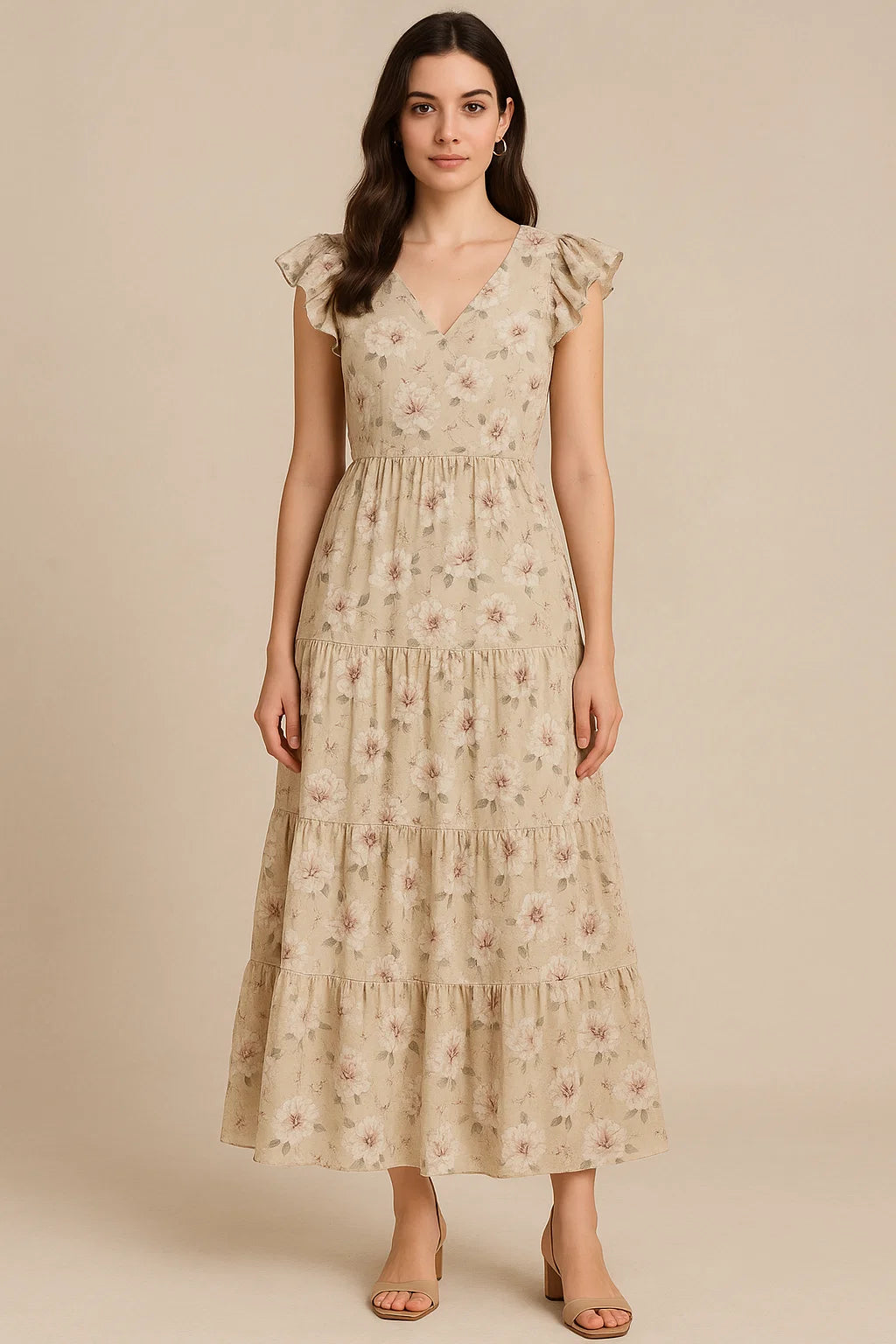 Greek Camelia Roses Digital Printed Fabric - Cotton