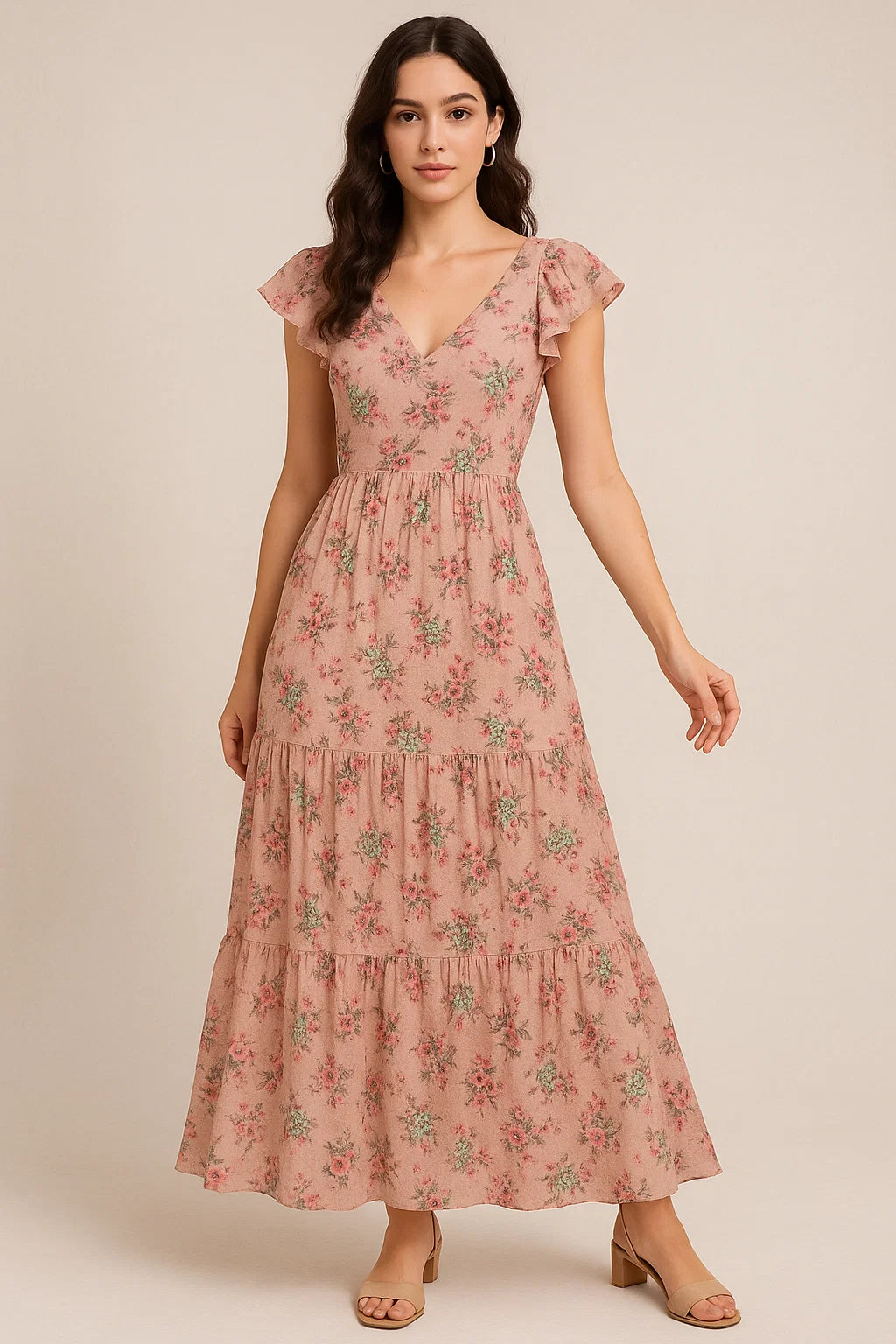 Tiny Sunflower Pista With Mandys Pink Digital Printed Fabric - Cotton