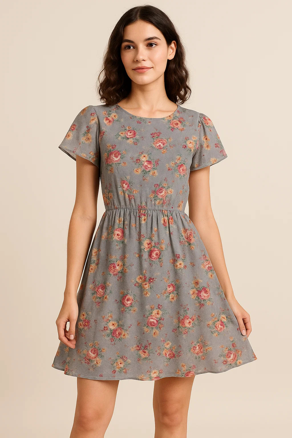 Beautiful Gradient Poppy And Orchid Flower Digital Printed Fabric - Cotton