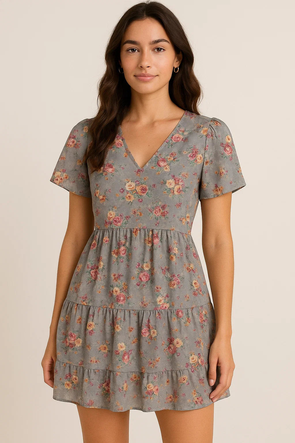 Beautiful Gradient Poppy And Orchid Flower Digital Printed Fabric - Cotton