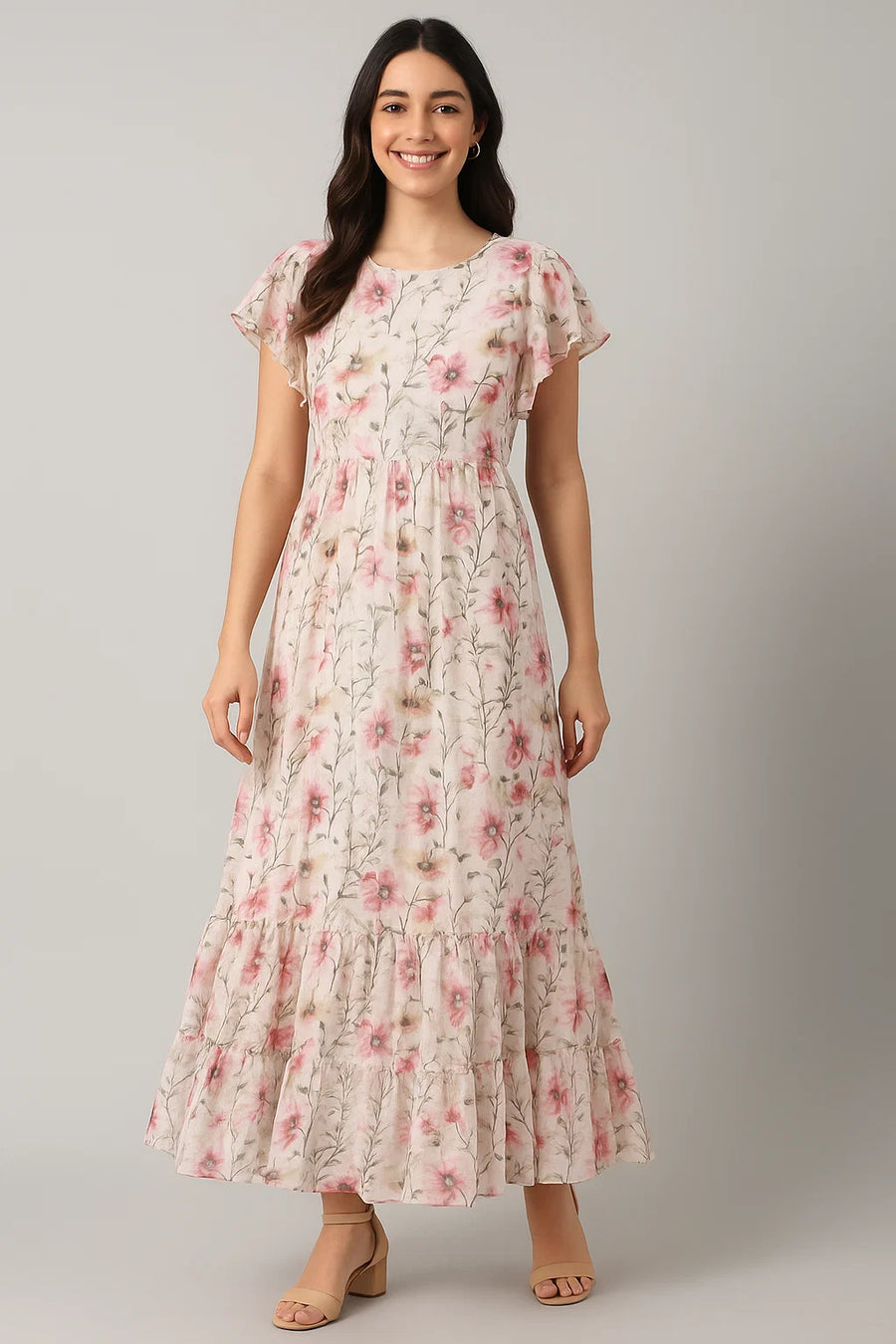 Big Flower Purple Orchid Digital Printed Fabric - Cotton