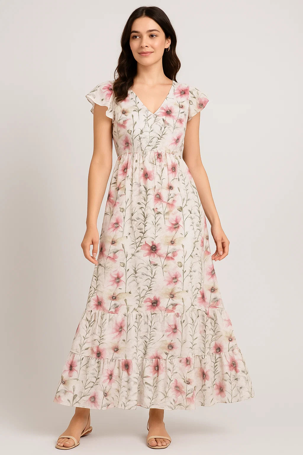 Big Flower Purple Orchid Digital Printed Fabric - Cotton