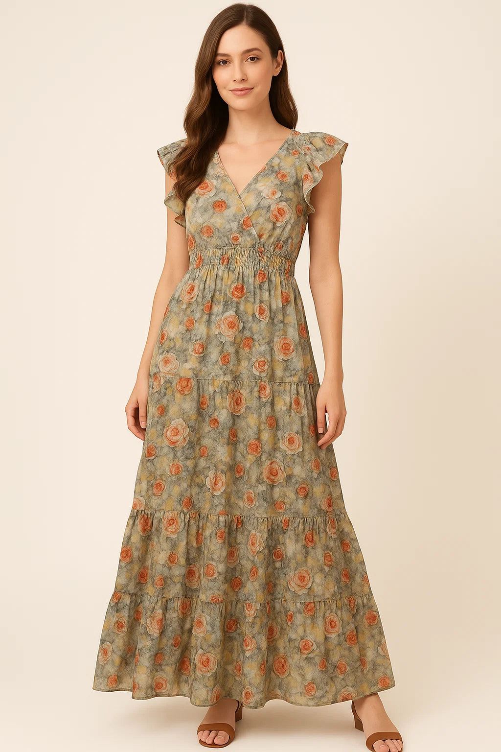 Watercolour Morden Colour Roses Digital Printed Fabric - Cotton