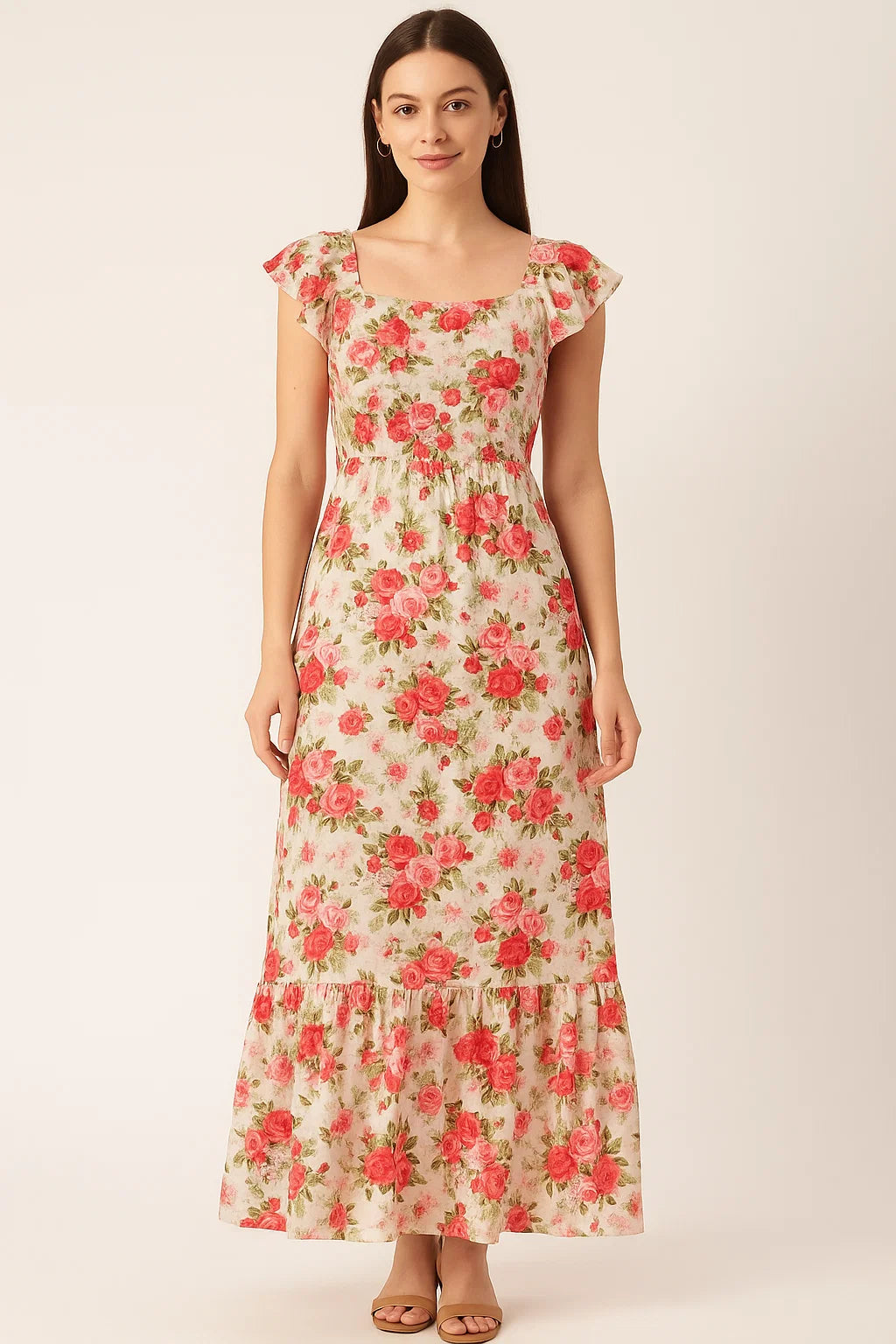 Bunch Of Flower White Orchid Digital Printed Fabric - Cotton