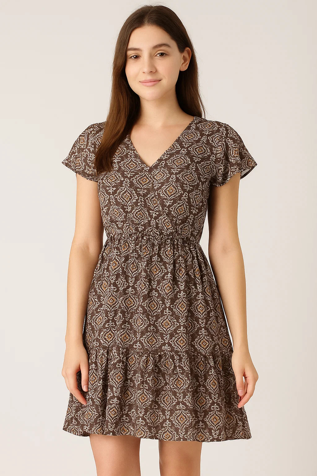 Unique Seamless Repeat With Kabul Colour Digital Printed Fabric - Cotton