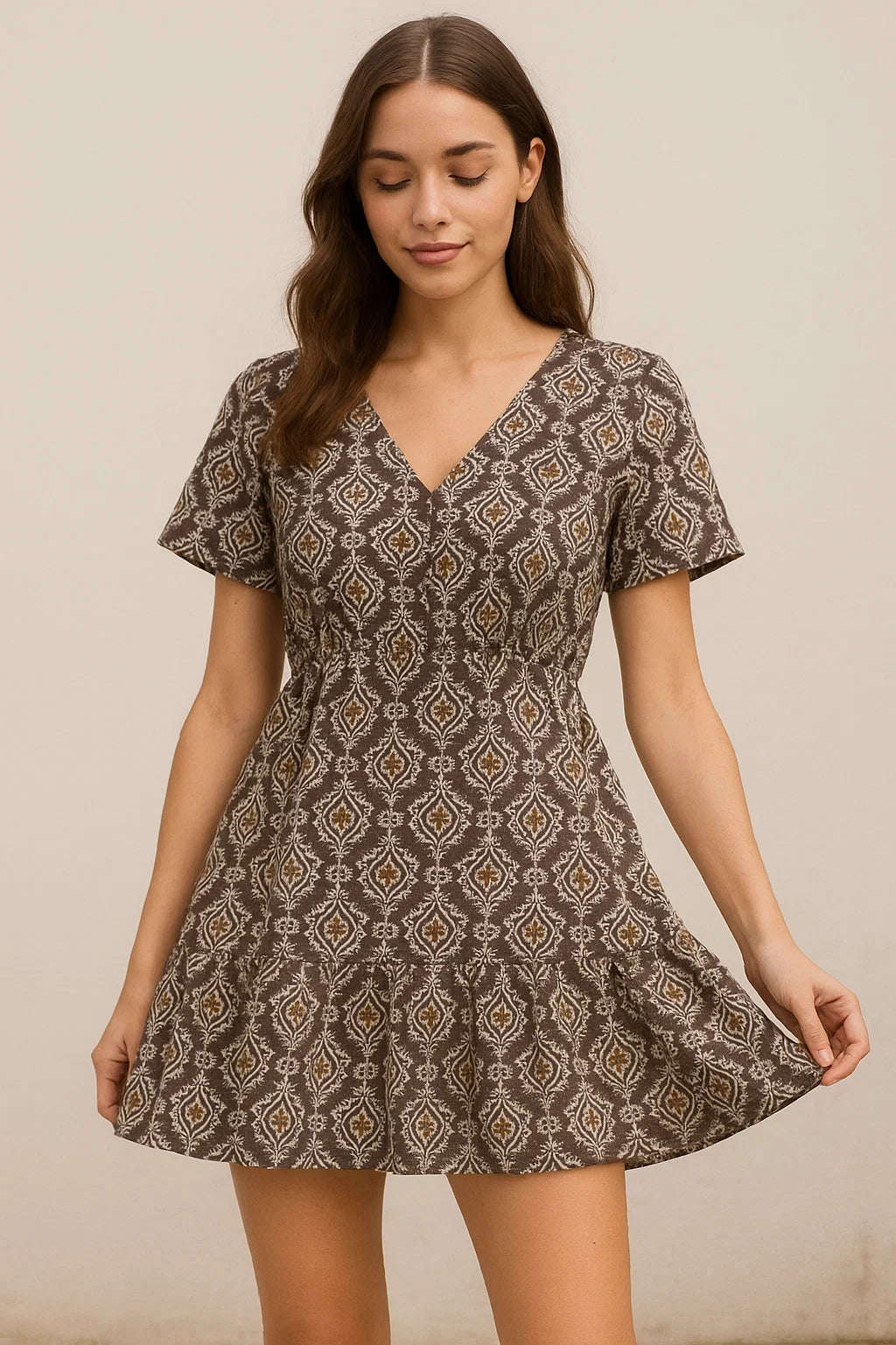 Unique Seamless Repeat With Kabul Colour Digital Printed Fabric - Cotton