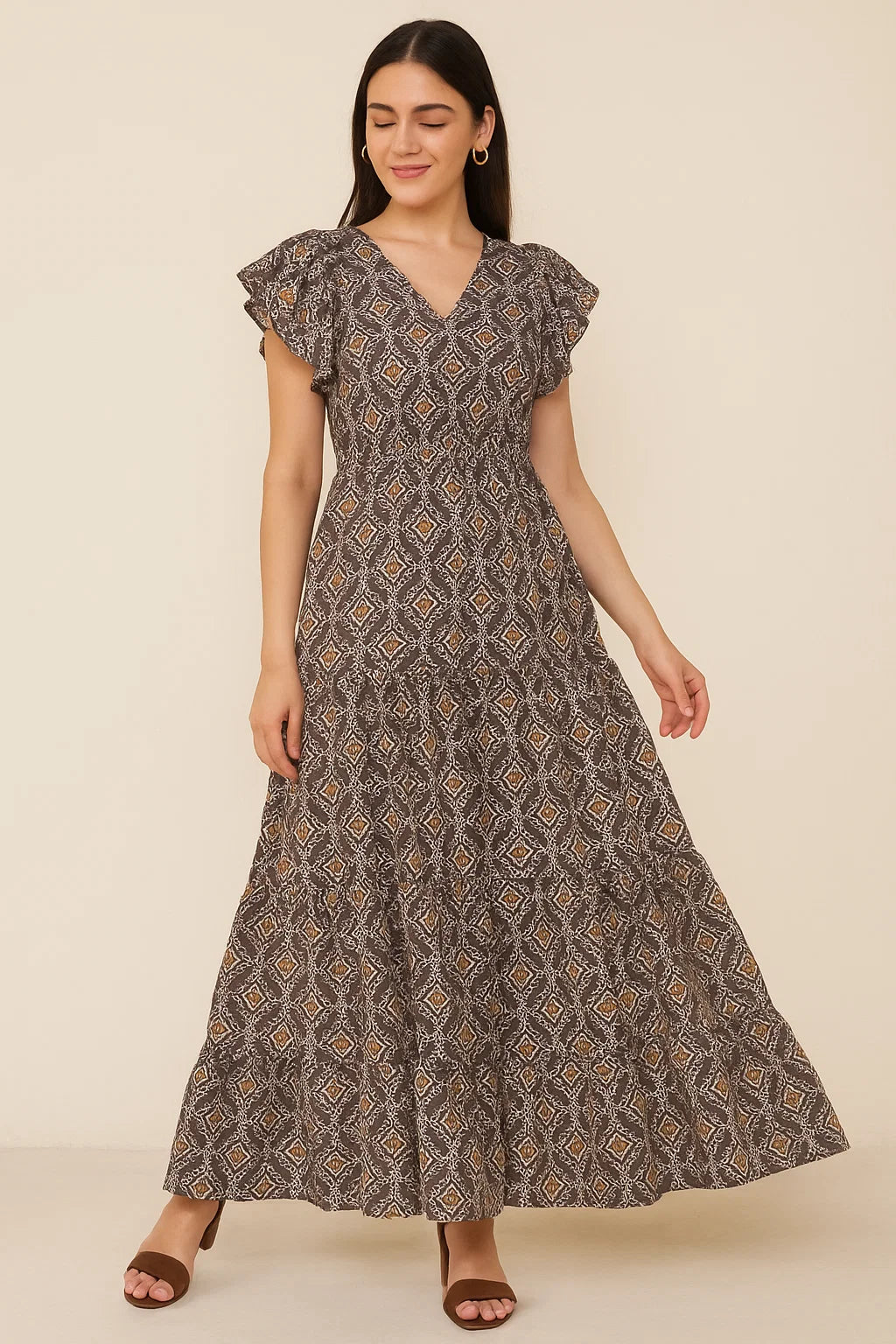 Unique Seamless Repeat With Kabul Colour Digital Printed Fabric - Cotton