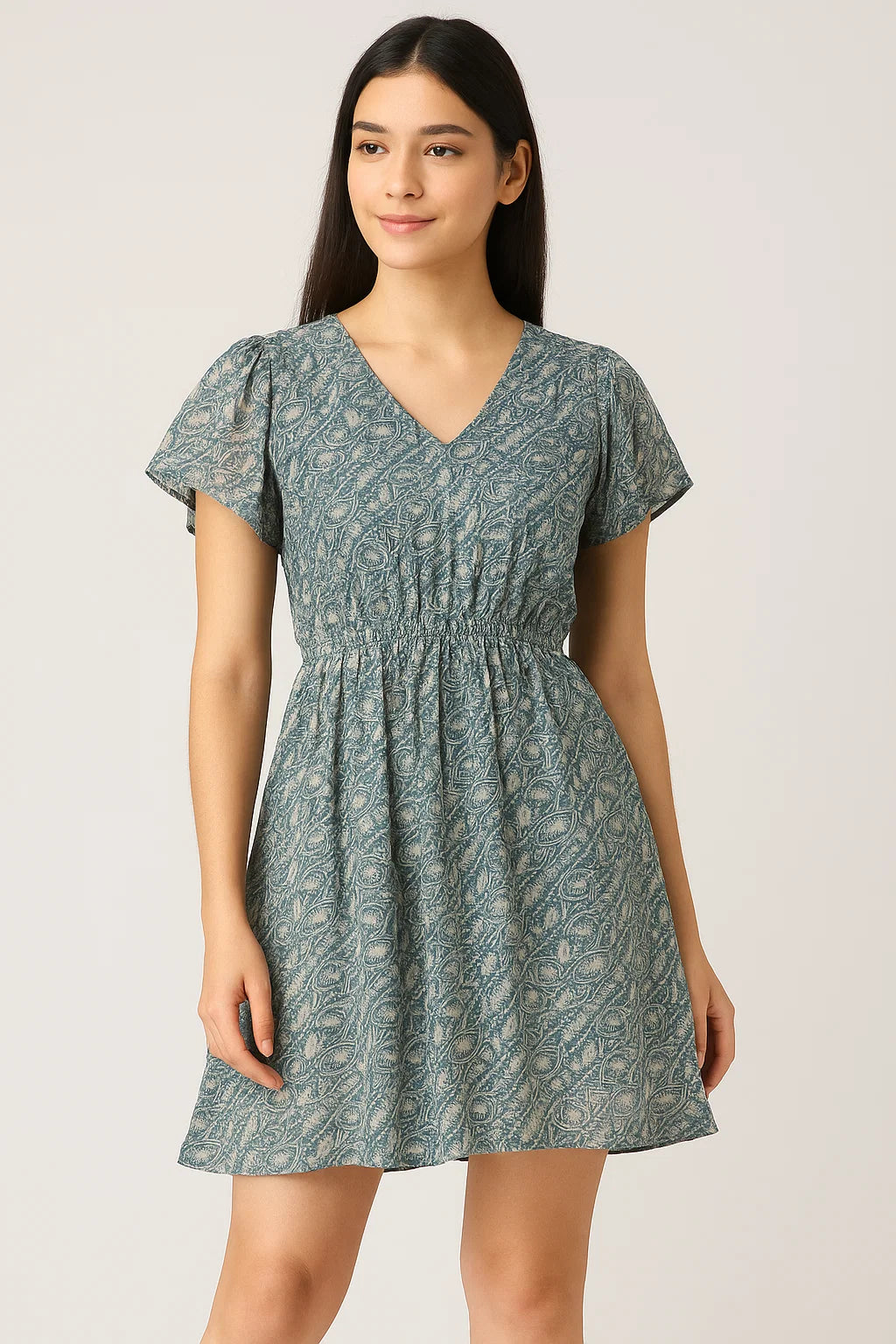 Tiny Branch With Morden Leaves Digital Printed Fabric - Cotton