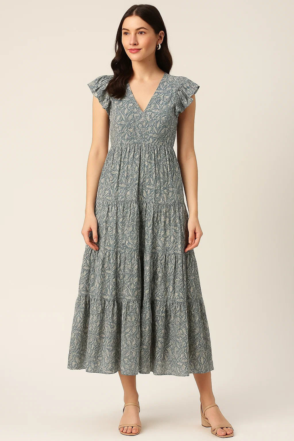 Tiny Branch With Morden Leaves Digital Printed Fabric - Cotton