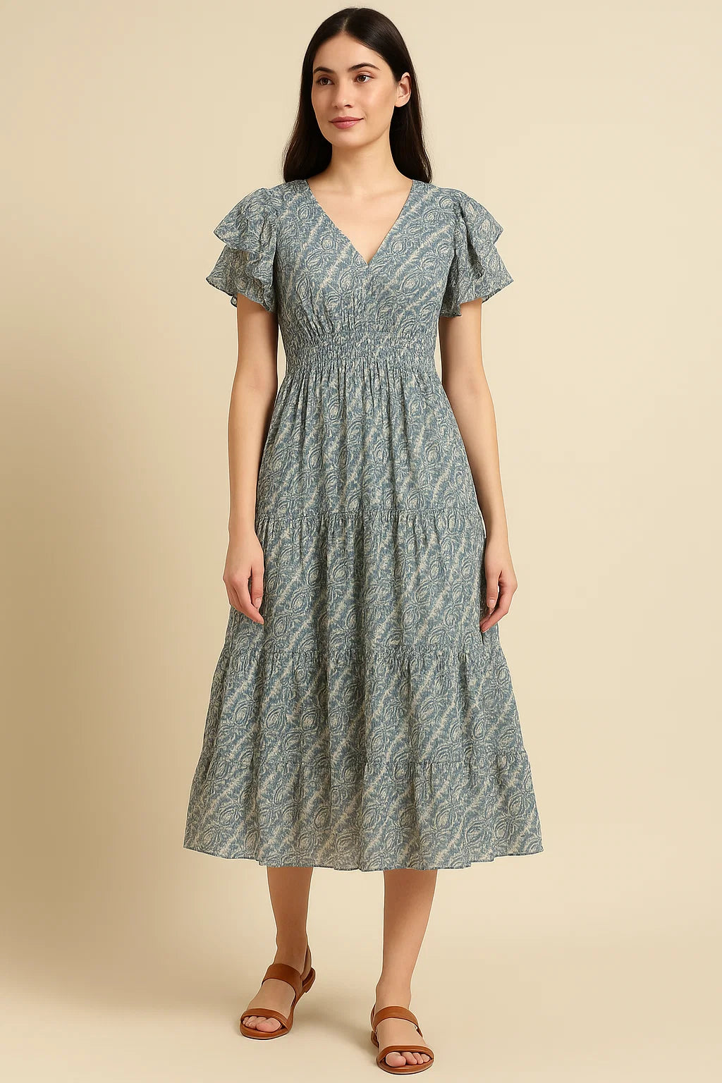 Tiny Branch With Morden Leaves Digital Printed Fabric - Cotton