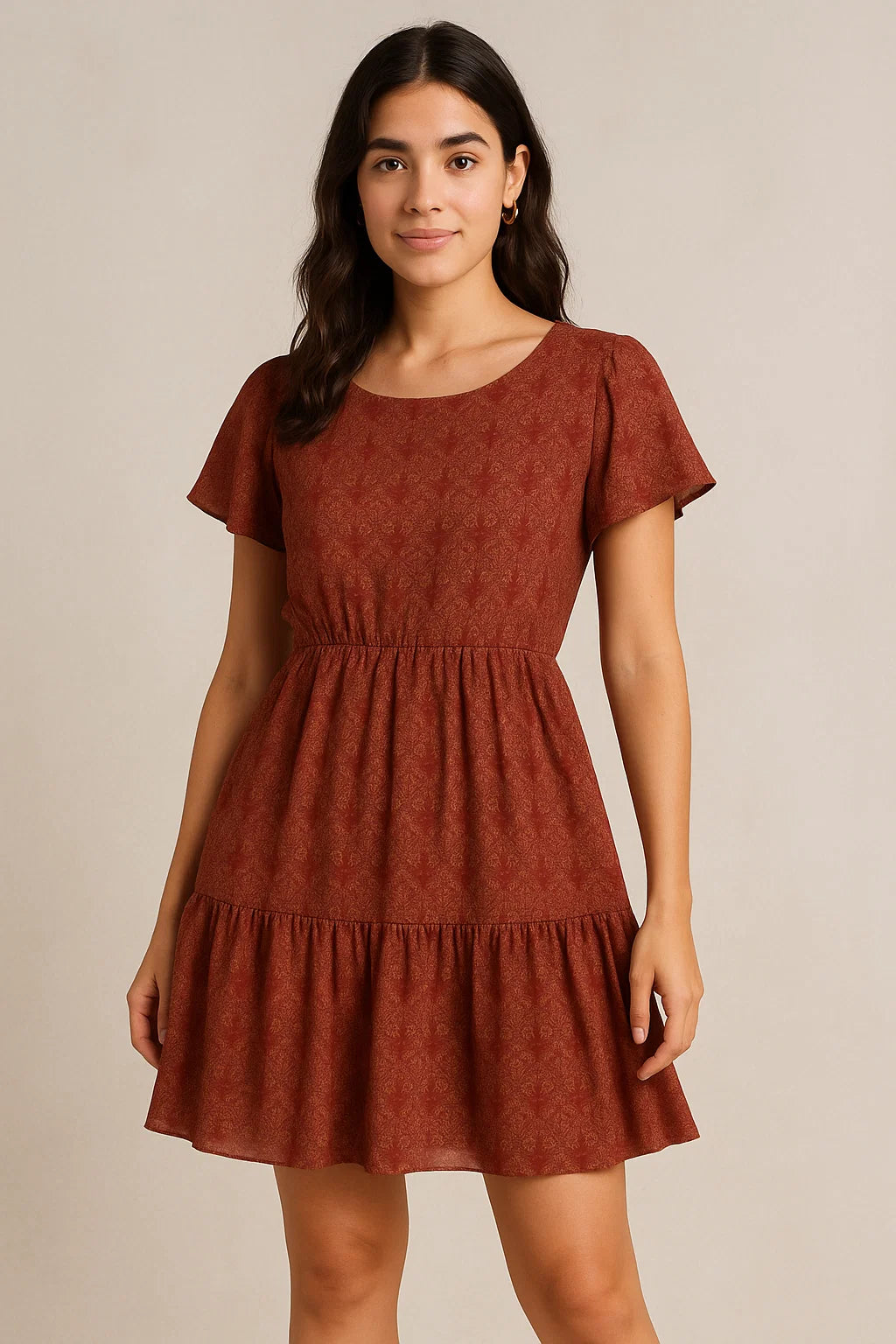 Innovative Birds Brown Colour Digital Printed Fabric - Cotton