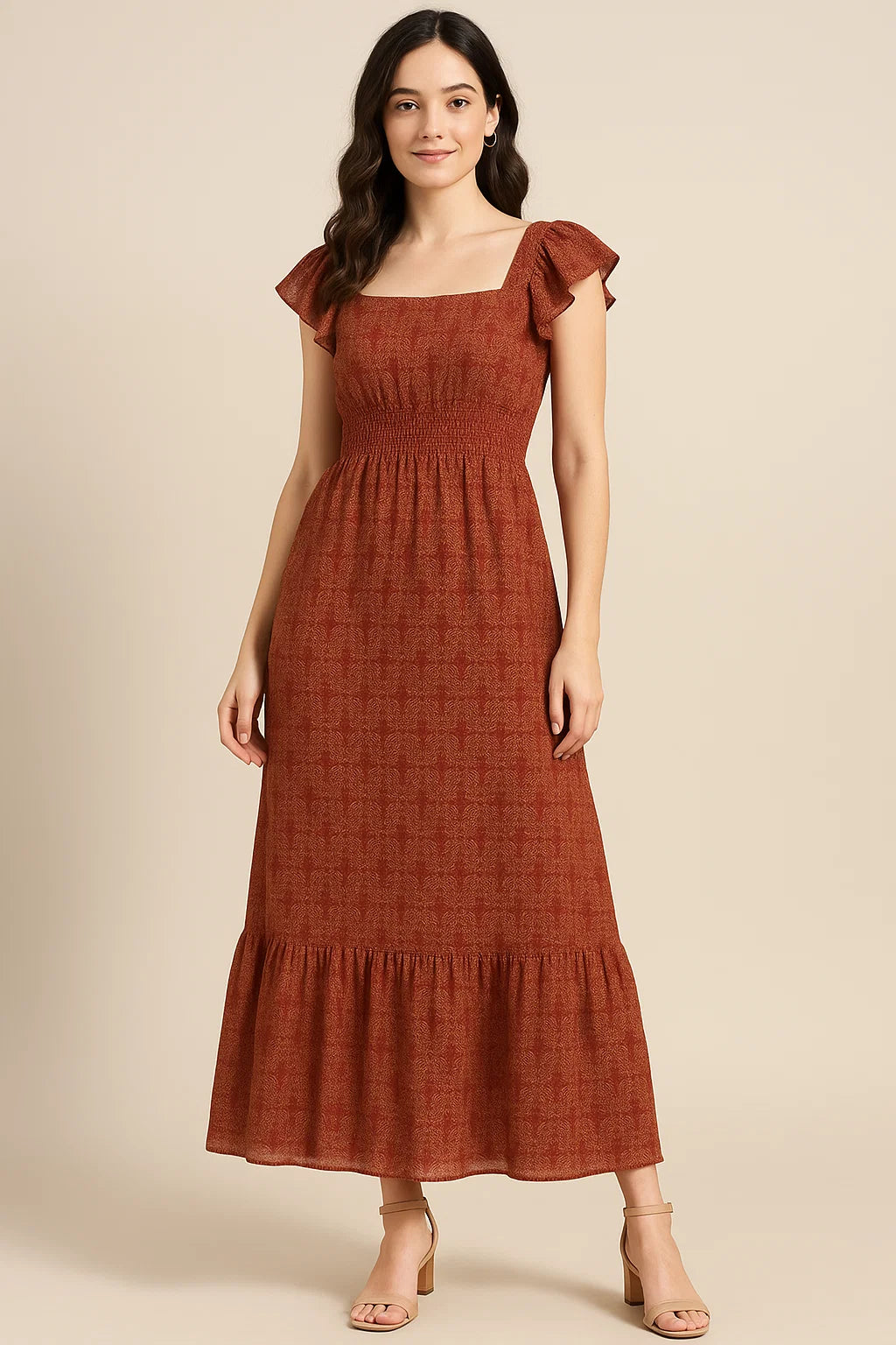 Innovative Birds Brown Colour Digital Printed Fabric - Cotton