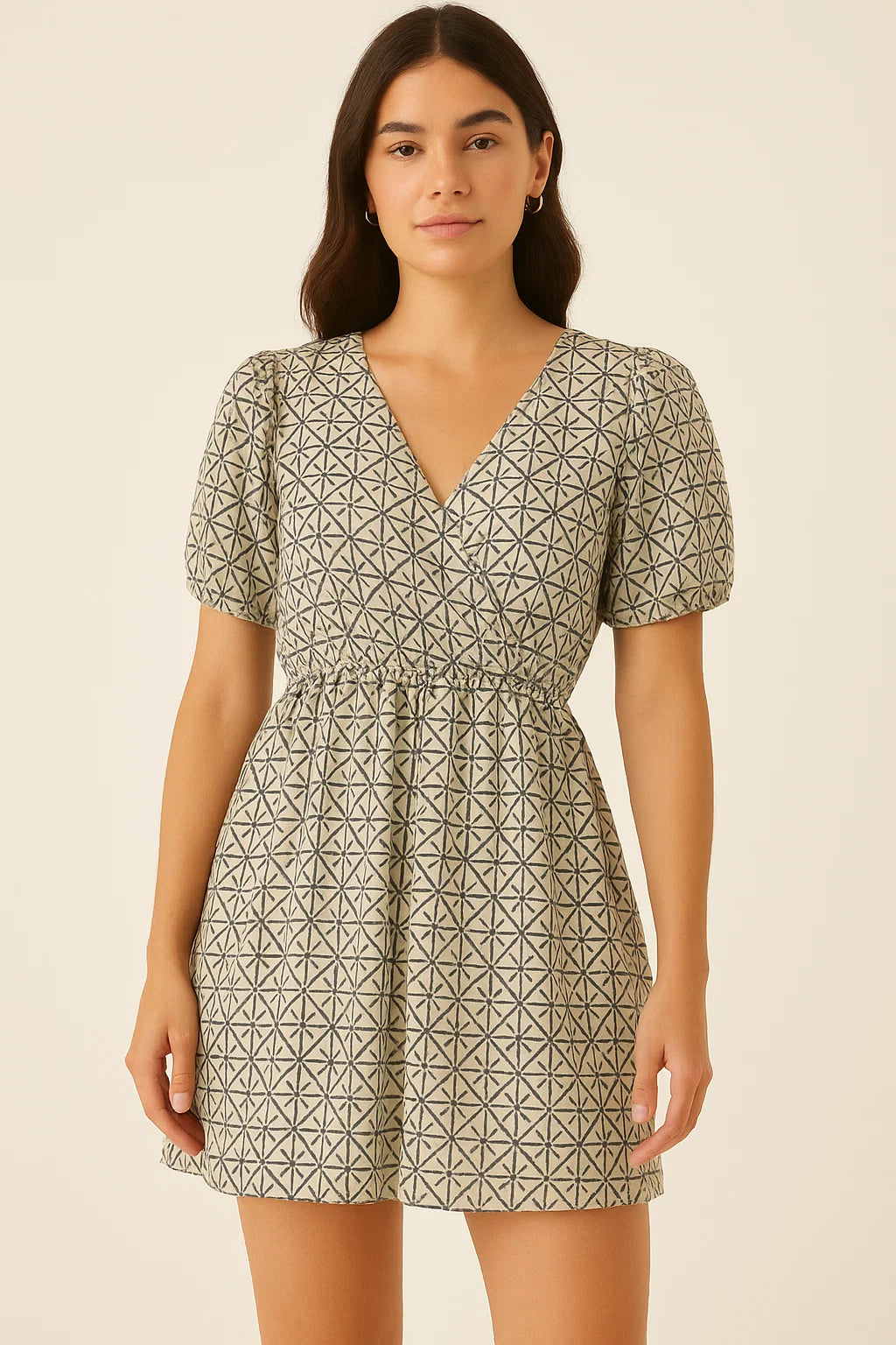 Watercolour Tringle And Square Seamless Pattern Digital Printed Fabric - Cotton