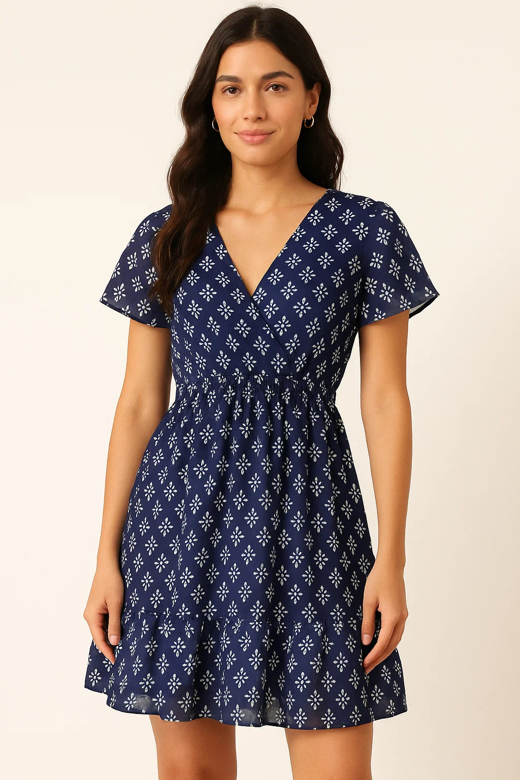 Beautiful Tiny Blue Plants Digital Printed Fabric - Cotton