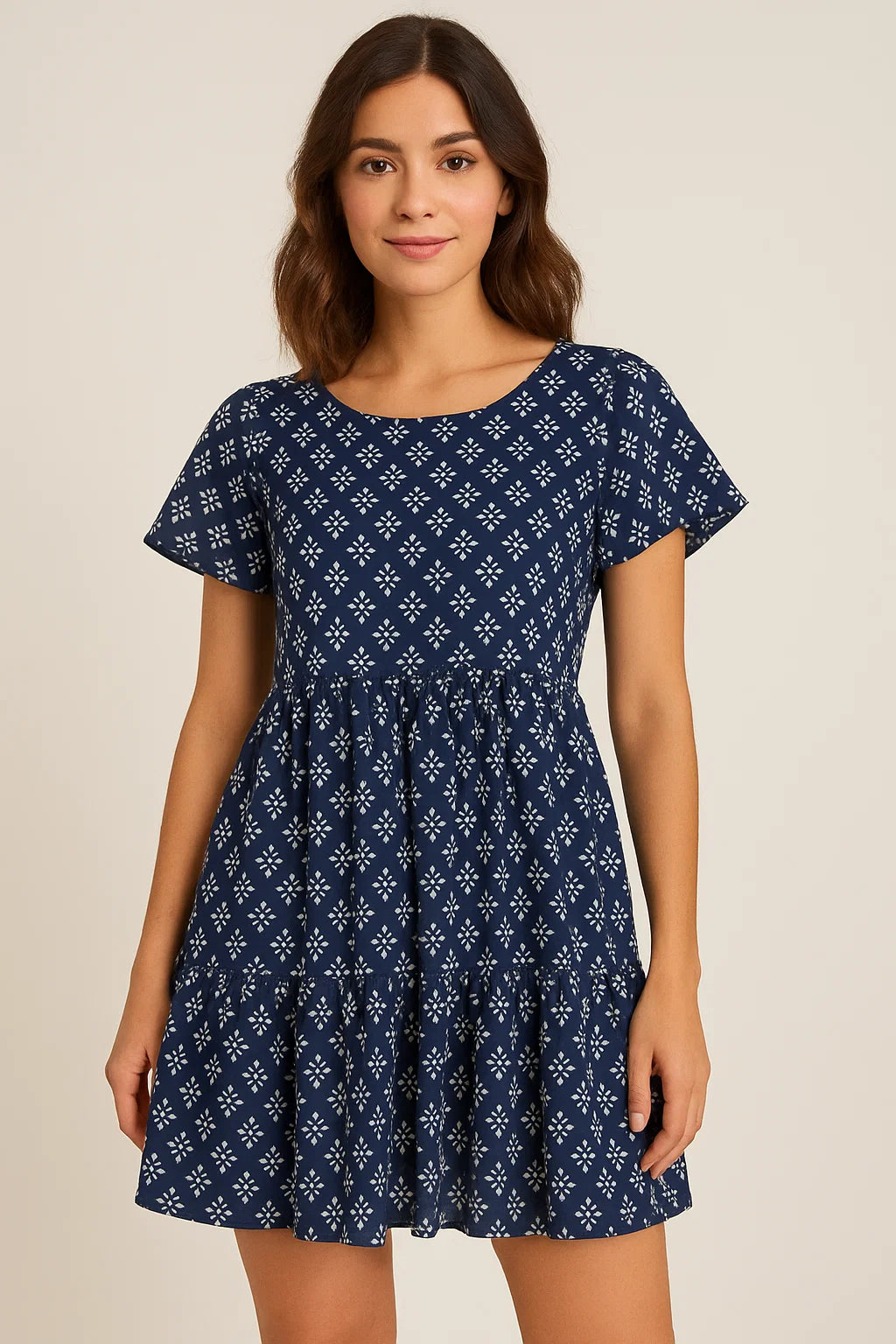 Beautiful Tiny Blue Plants Digital Printed Fabric - Cotton