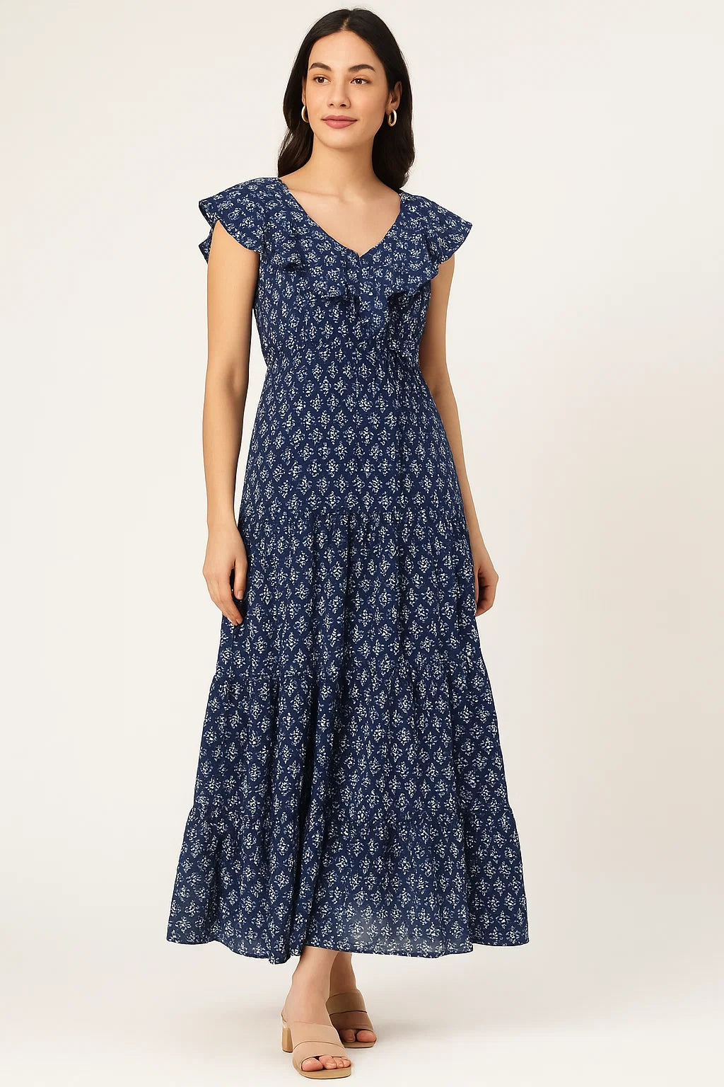 Beautiful Tiny Blue Plants Digital Printed Fabric - Cotton