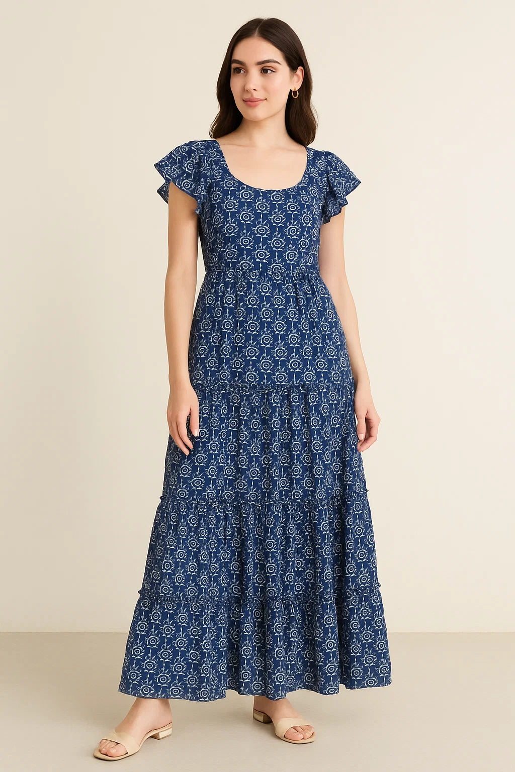 Modern Watercolour Spiral Rounds Digital Printed Fabric - Cotton