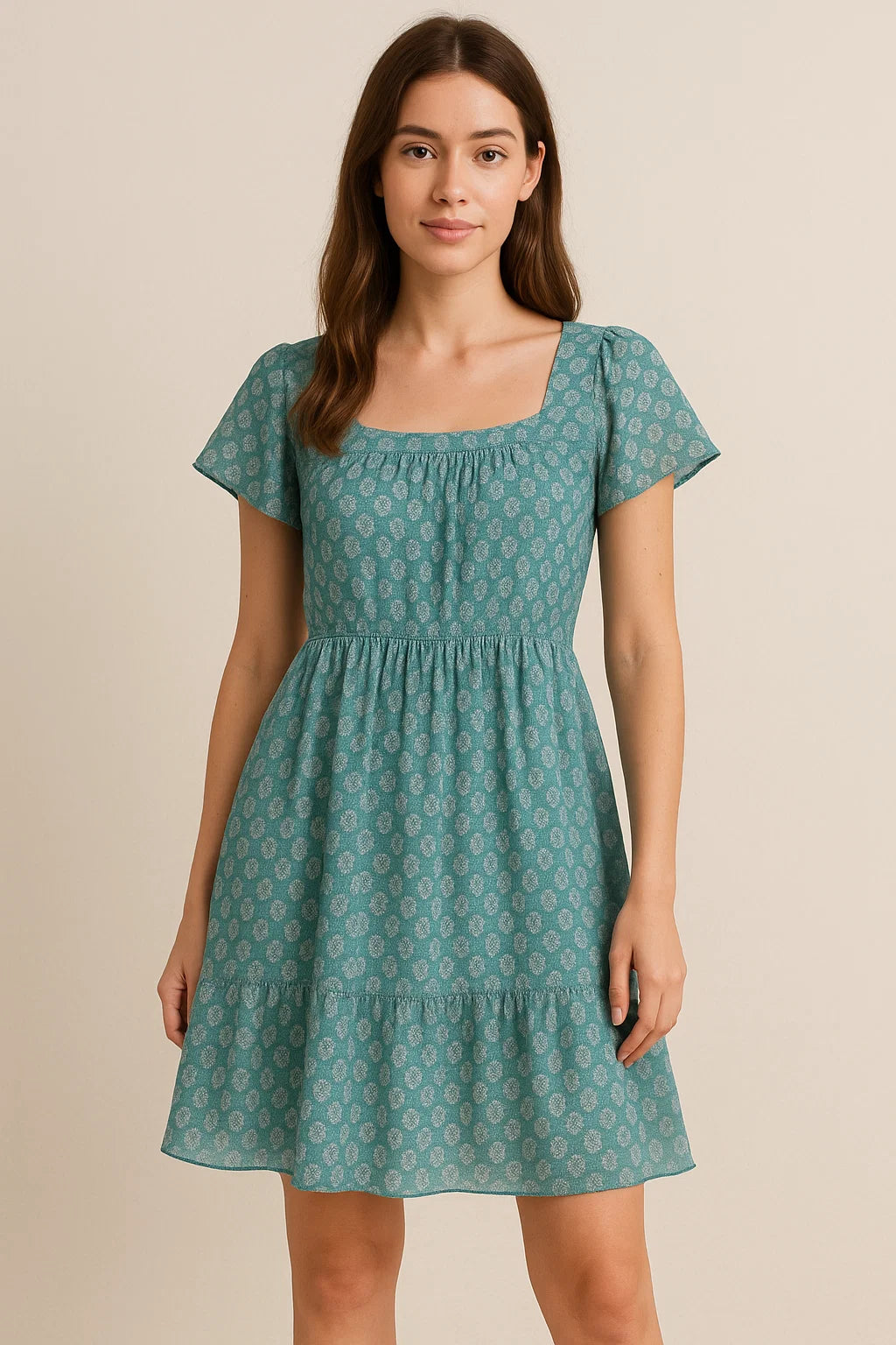 Morden Mango Leaves With Gumbo Colour Digital Printed Fabric - Cotton