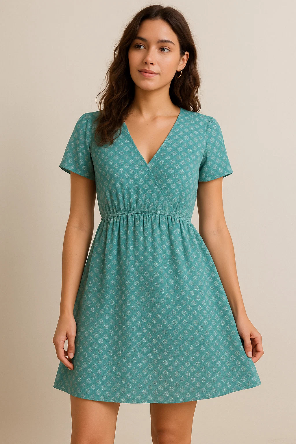 Morden Mango Leaves With Gumbo Colour Digital Printed Fabric - Cotton