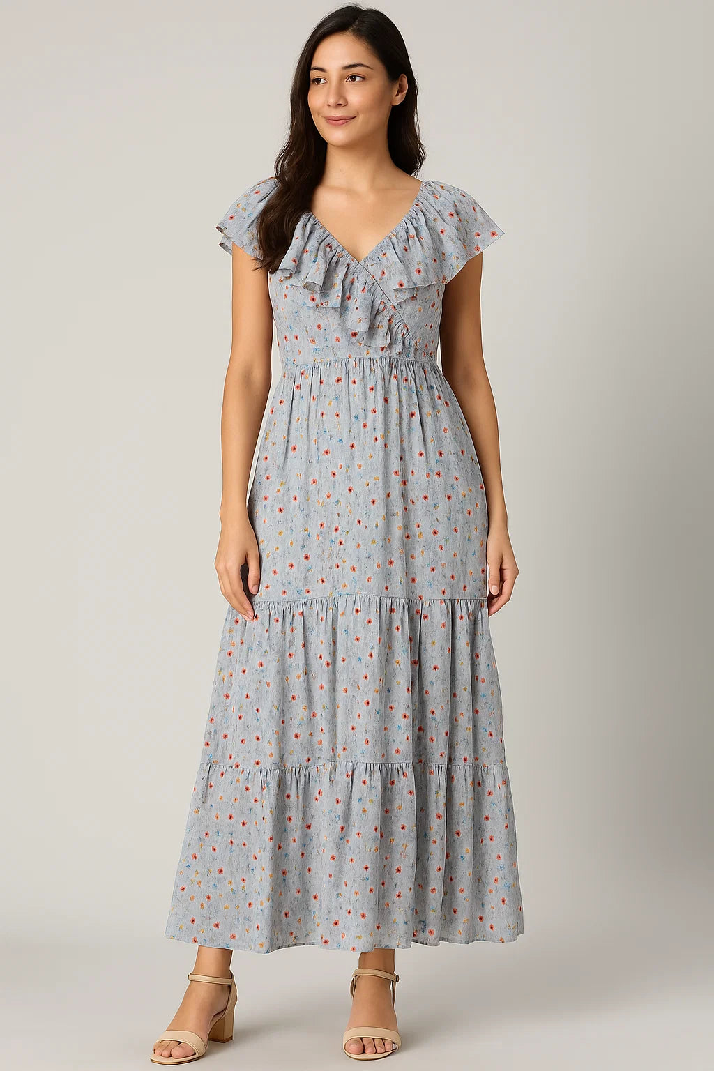 Colourful Flower Chintz With Small Leaves Digital Printed Fabric - Pure Cotton