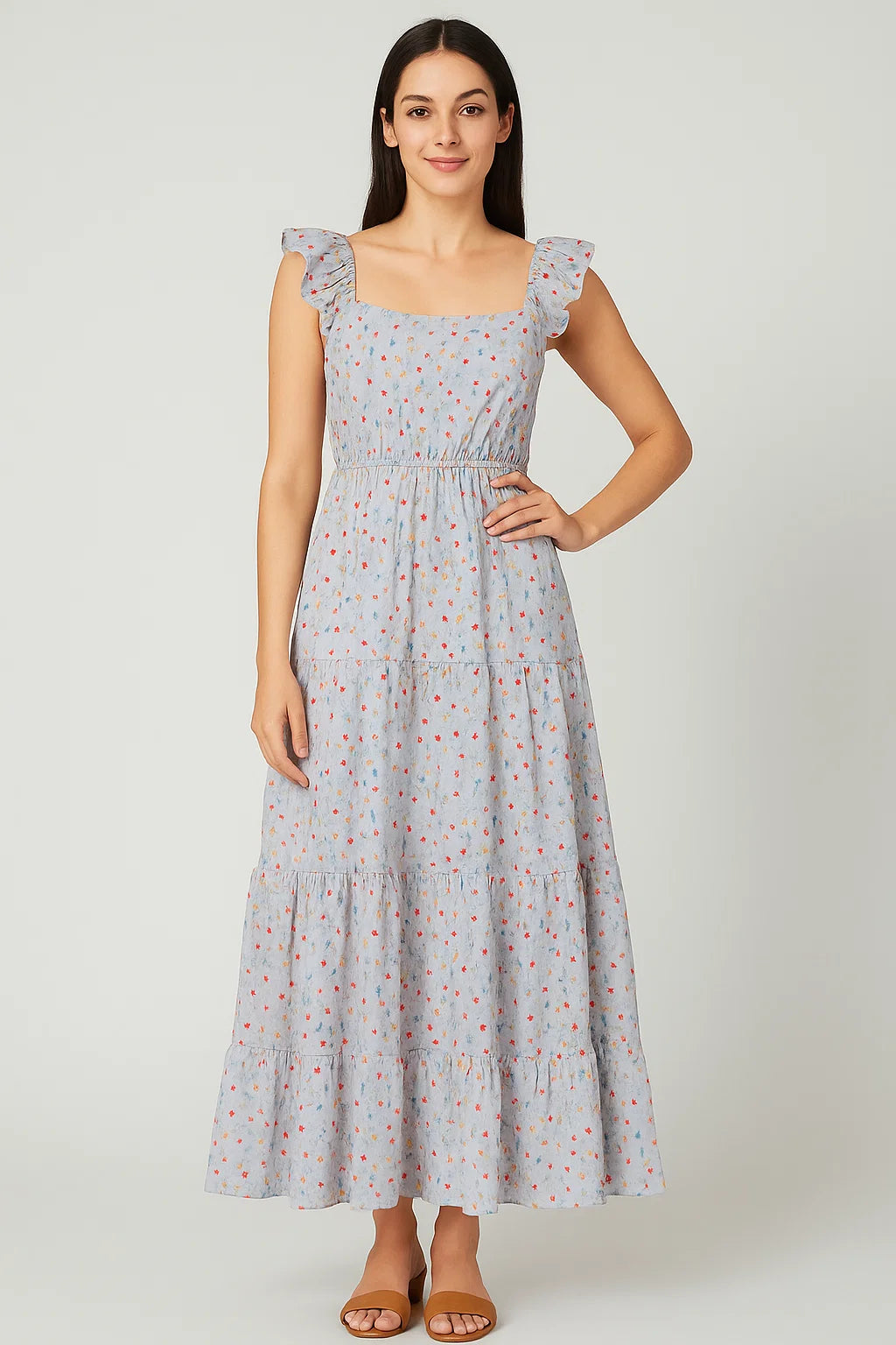 Colourful Flower Chintz With Small Leaves Digital Printed Fabric - Pure Cotton