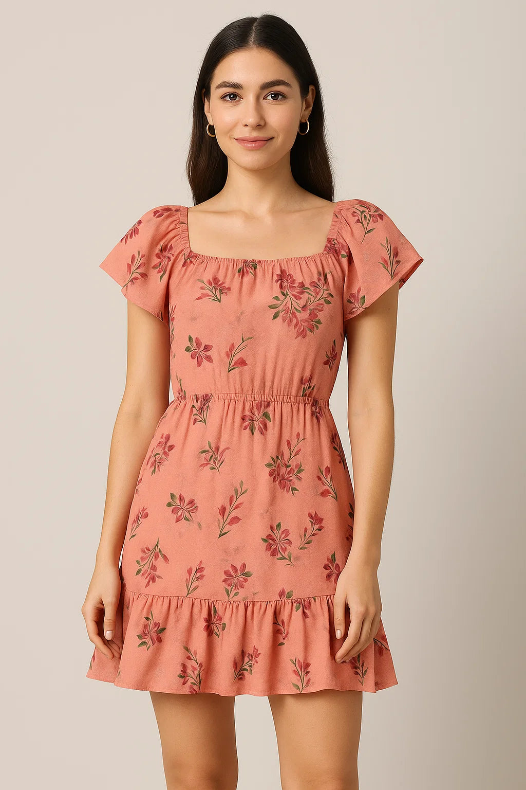 Lovely Pink Orchid Bunch Digital Printed Fabric - Pure Cotton