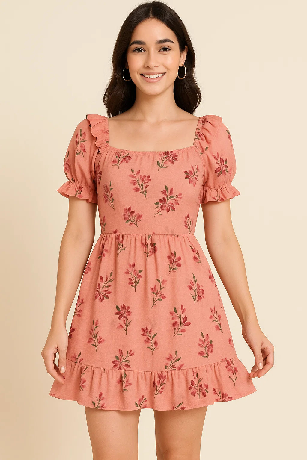 Lovely Pink Orchid Bunch Digital Printed Fabric - Pure Cotton