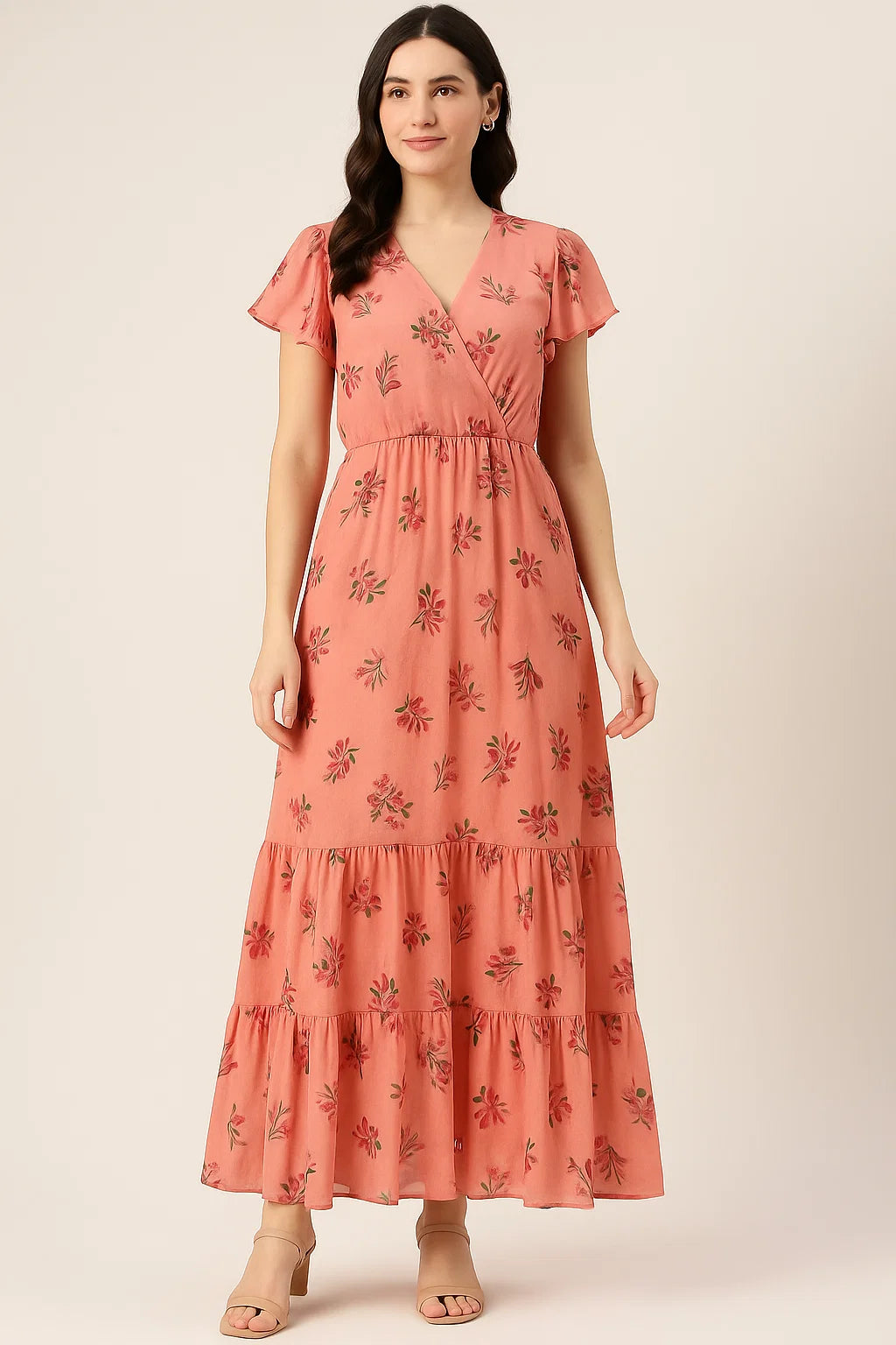 Lovely Pink Orchid Bunch Digital Printed Fabric - Pure Cotton