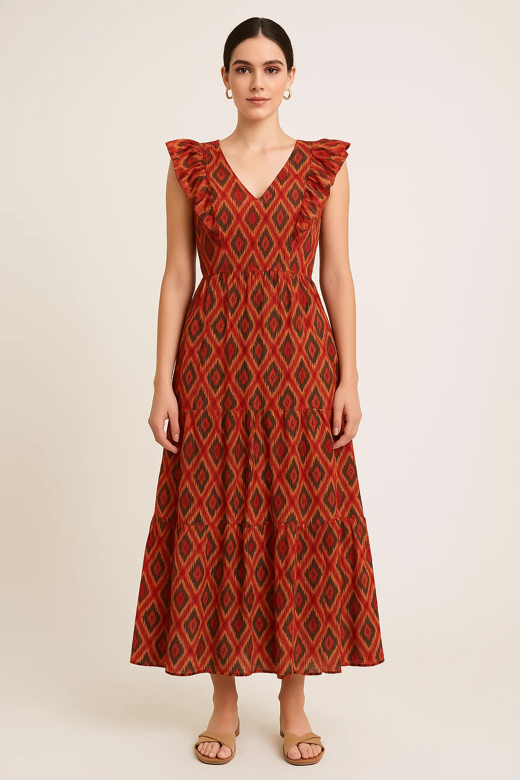 Seamless Pochampilli Patterns Digital Printed Fabric - Pure Cotton