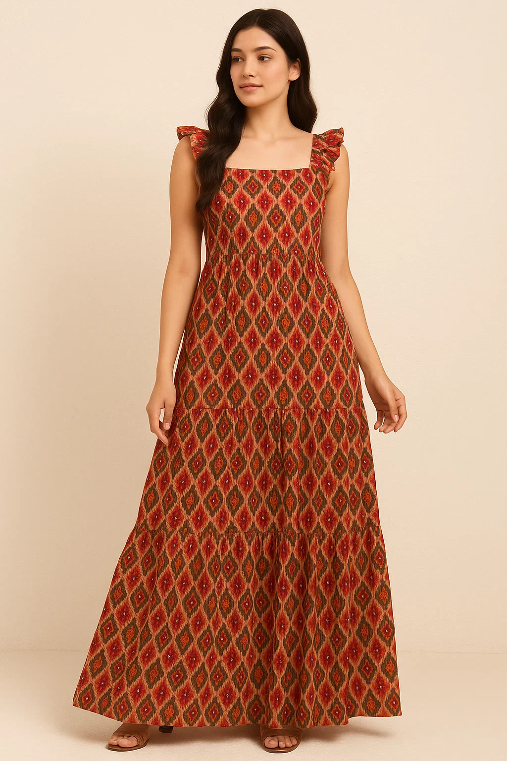 Seamless Pochampilli Patterns Digital Printed Fabric - Pure Cotton