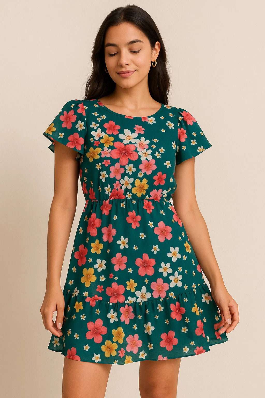 Hawaiian Tiny Colourful Chintz Digital Printed Fabric - Pure Cotton