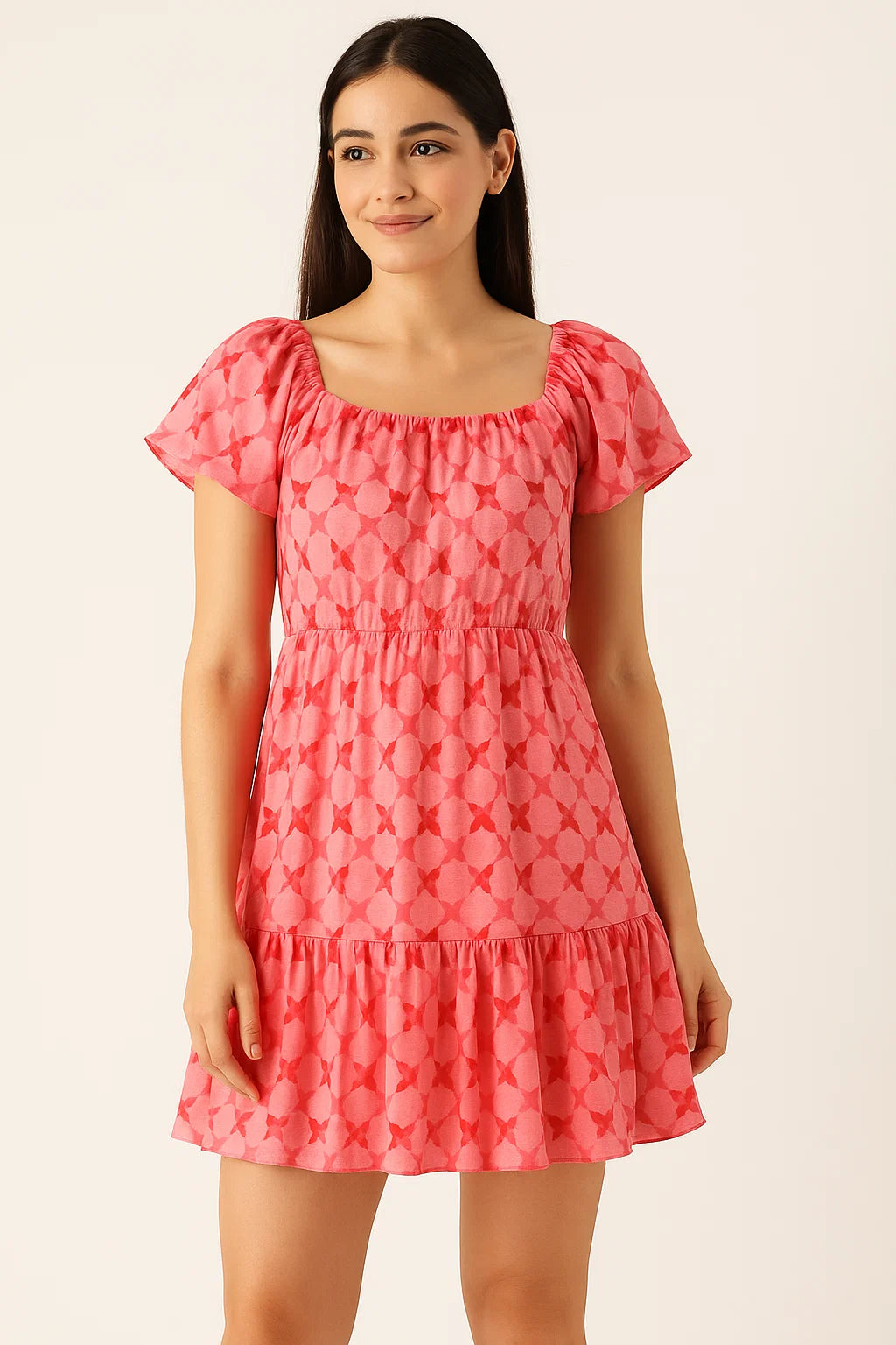 Lattice Star Patterns Digital Printed Fabric - Pure Cotton