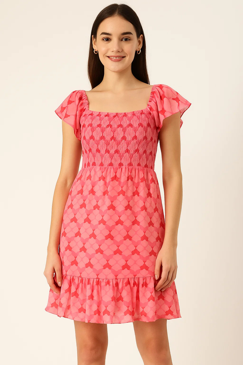 Lattice Star Patterns Digital Printed Fabric - Pure Cotton