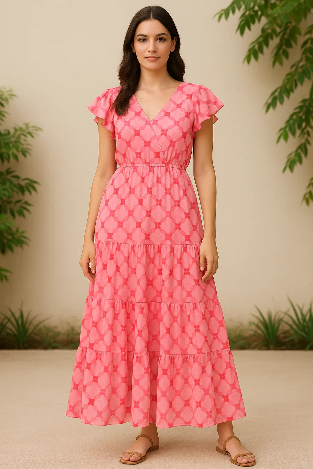 Lattice Star Patterns Digital Printed Fabric - Pure Cotton