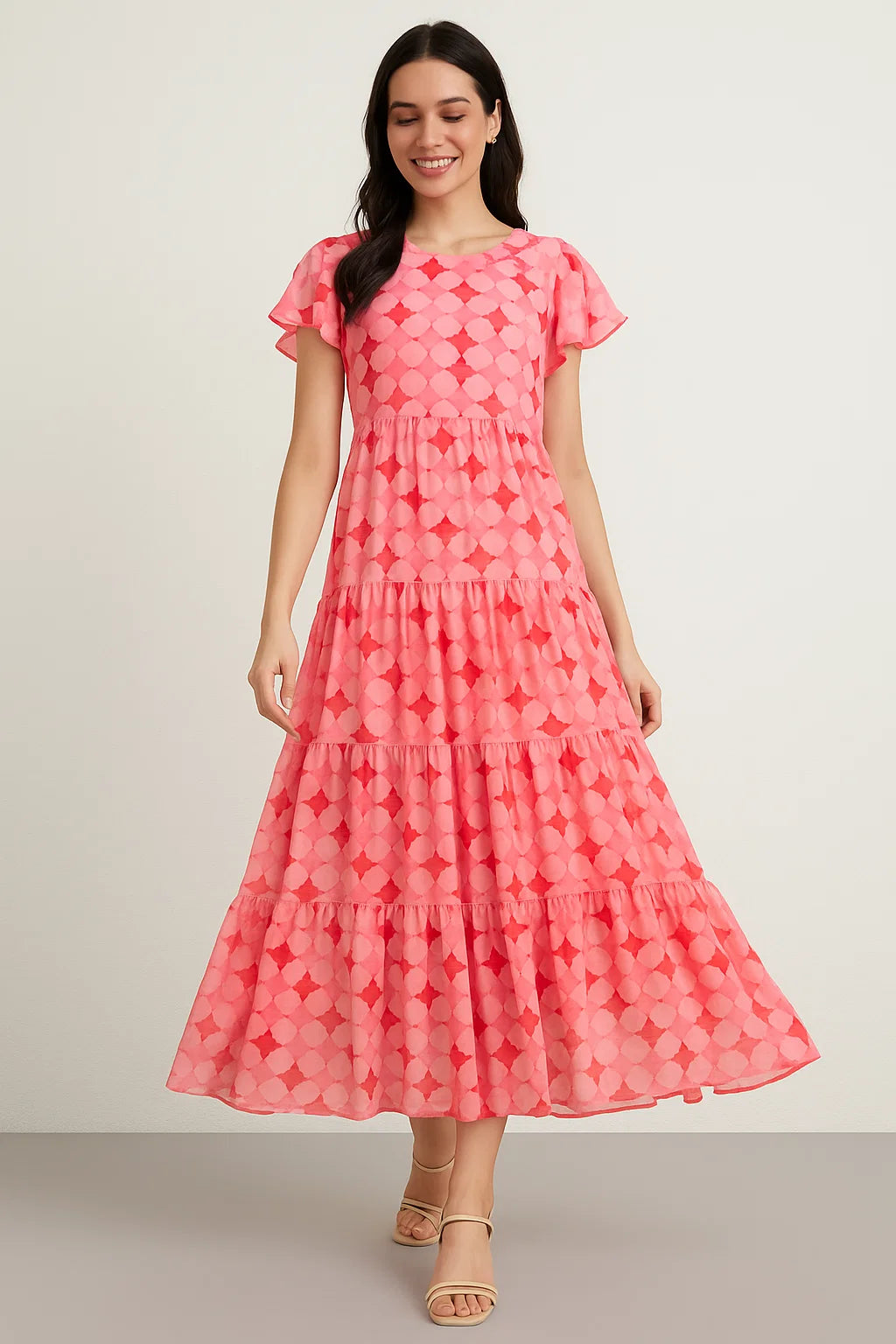 Lattice Star Patterns Digital Printed Fabric - Pure Cotton