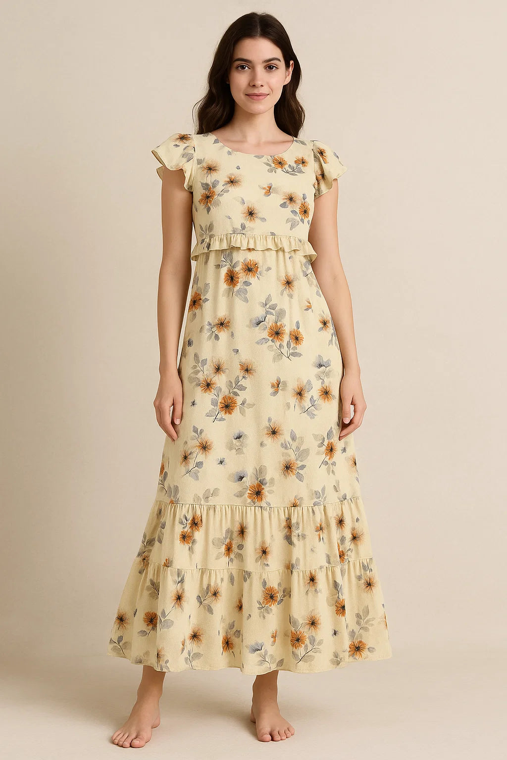 Beautiful Anemone Flower Bunch Digital Printed Fabric - Pure Cotton