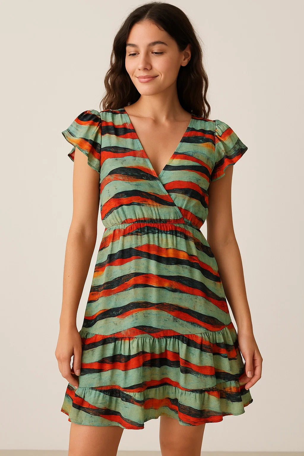 Hawaaian Waving Watercolour Digital Printed Fabric - Pure Cotton