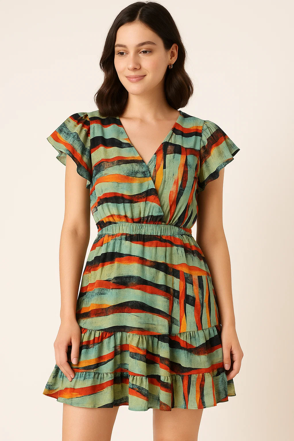 Hawaaian Waving Watercolour Digital Printed Fabric - Pure Cotton