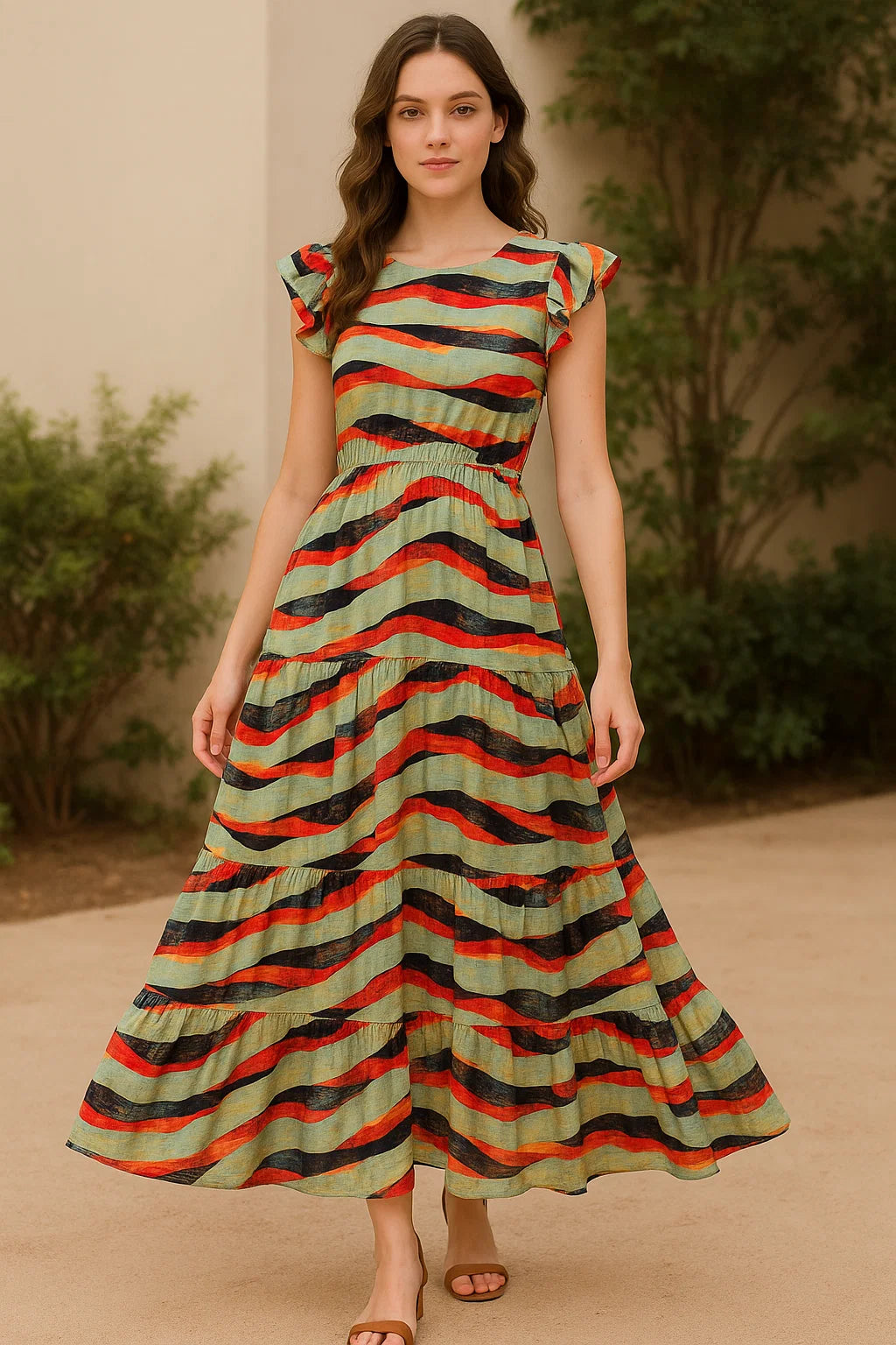 Hawaaian Waving Watercolour Digital Printed Fabric - Pure Cotton