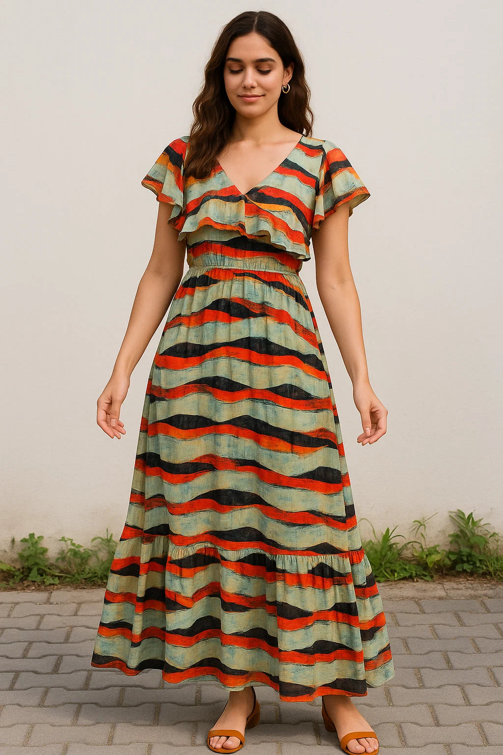 Hawaaian Waving Watercolour Digital Printed Fabric - Pure Cotton