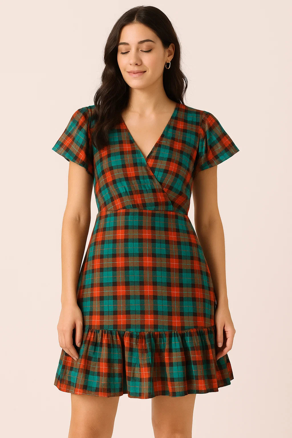 Mini Check Patterns Digital Printed Fabric - Pure Cotton