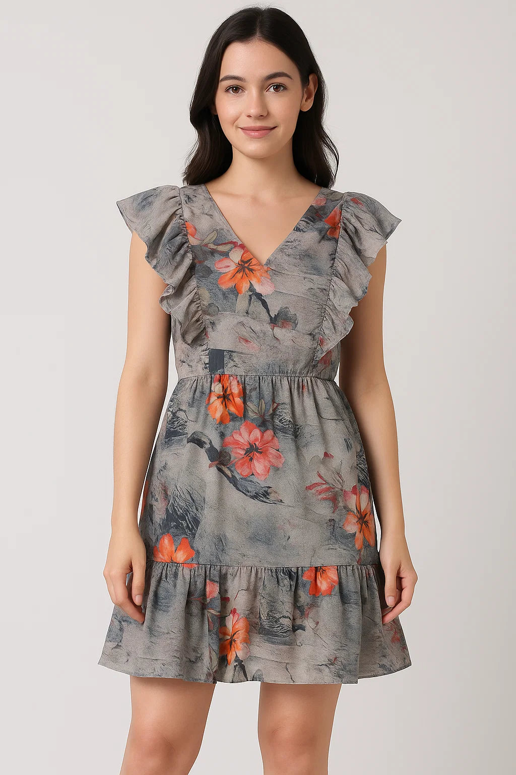 Periwinkle Flower Paper Art Digital Printed Fabric - Pure Cotton