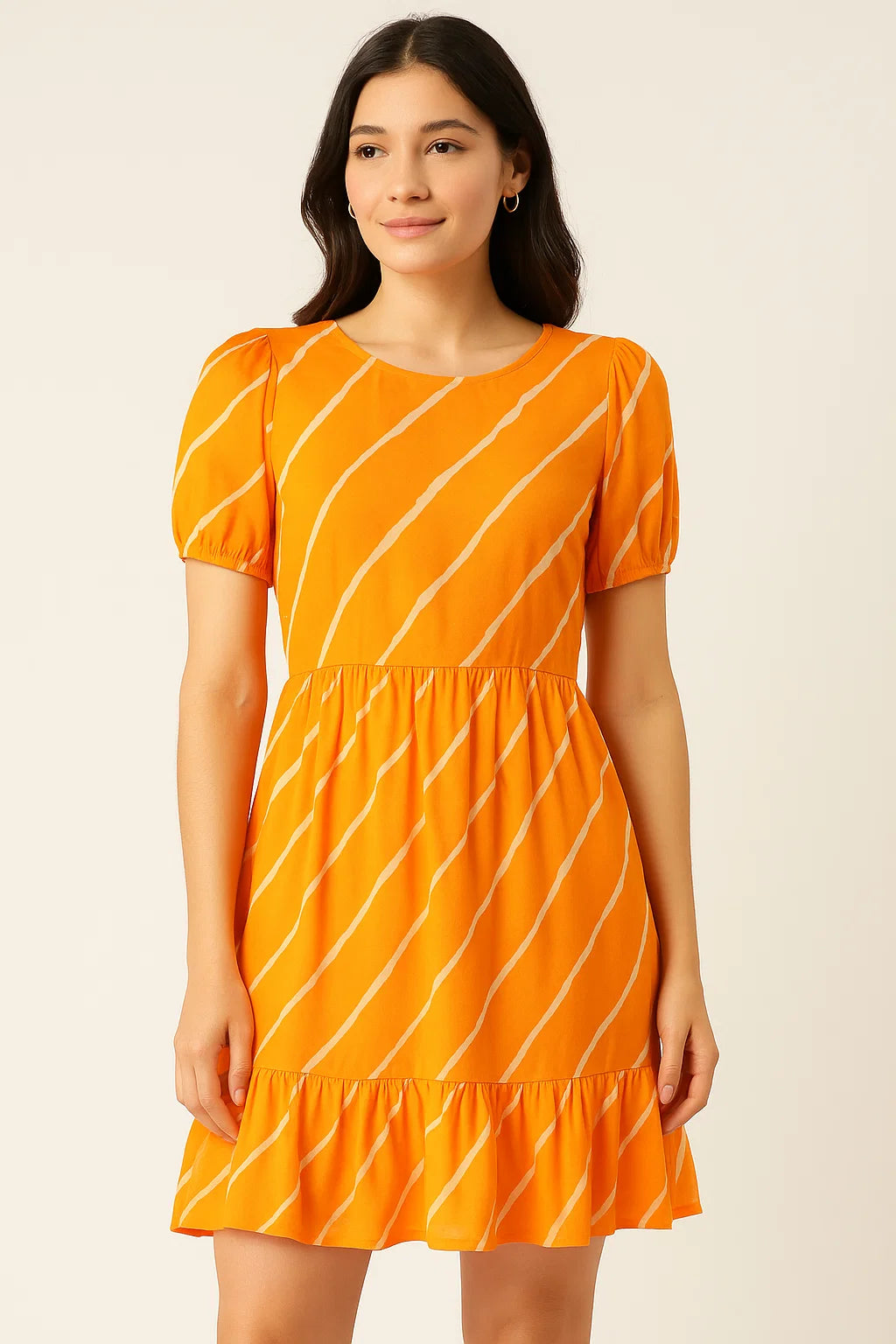 Decorative Yellow Gradient Strips Wave Digital Printed Fabric - Pure Cotton