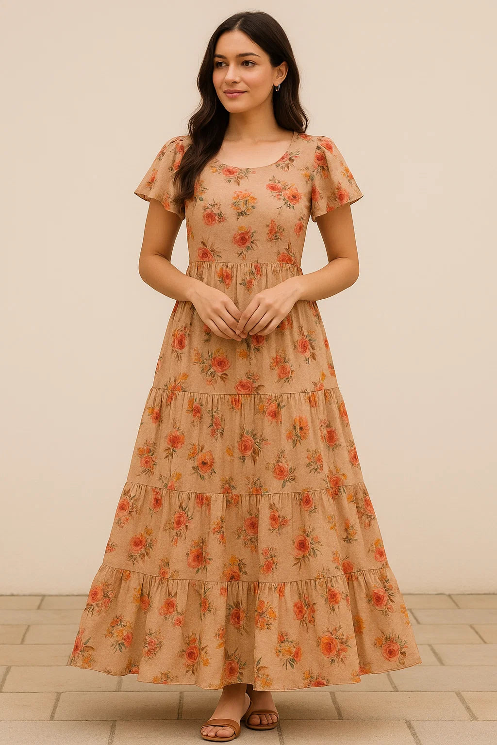 Hawaiian Zinnia Flower Roses Digital Printed Fabric - Pure Cotton