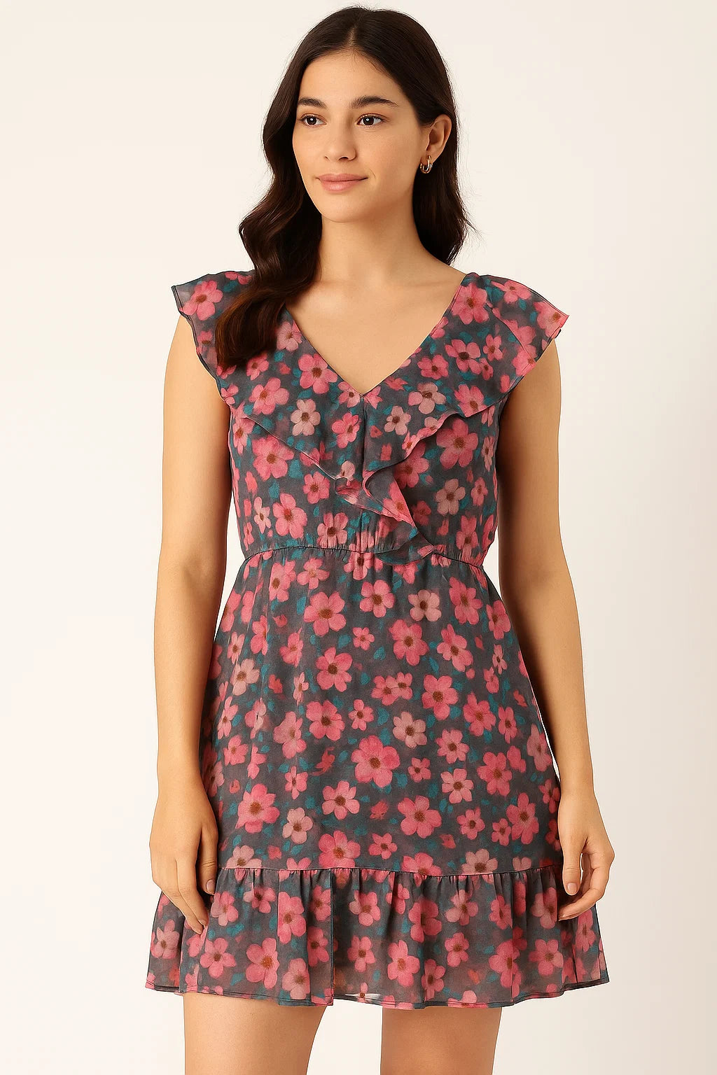 Buttercup Pink Floral Digital Printed Fabric - Pure Cotton