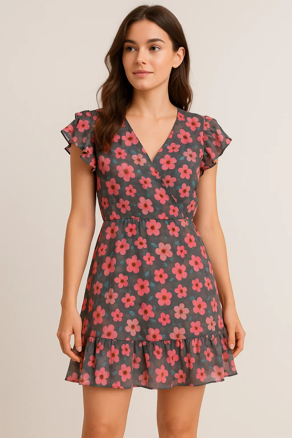 Buttercup Pink Floral Digital Printed Fabric - Pure Cotton