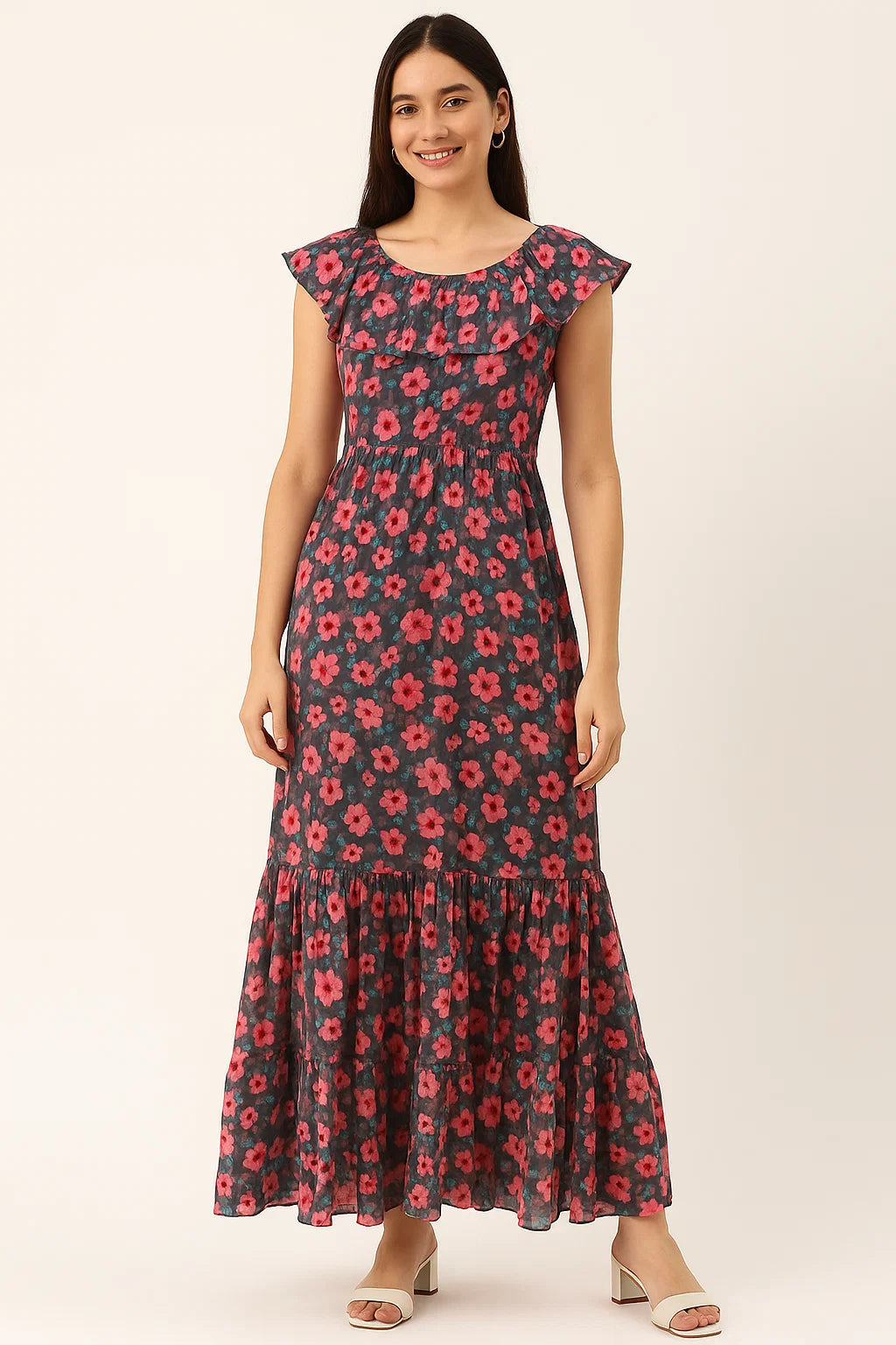 Buttercup Pink Floral Digital Printed Fabric - Pure Cotton